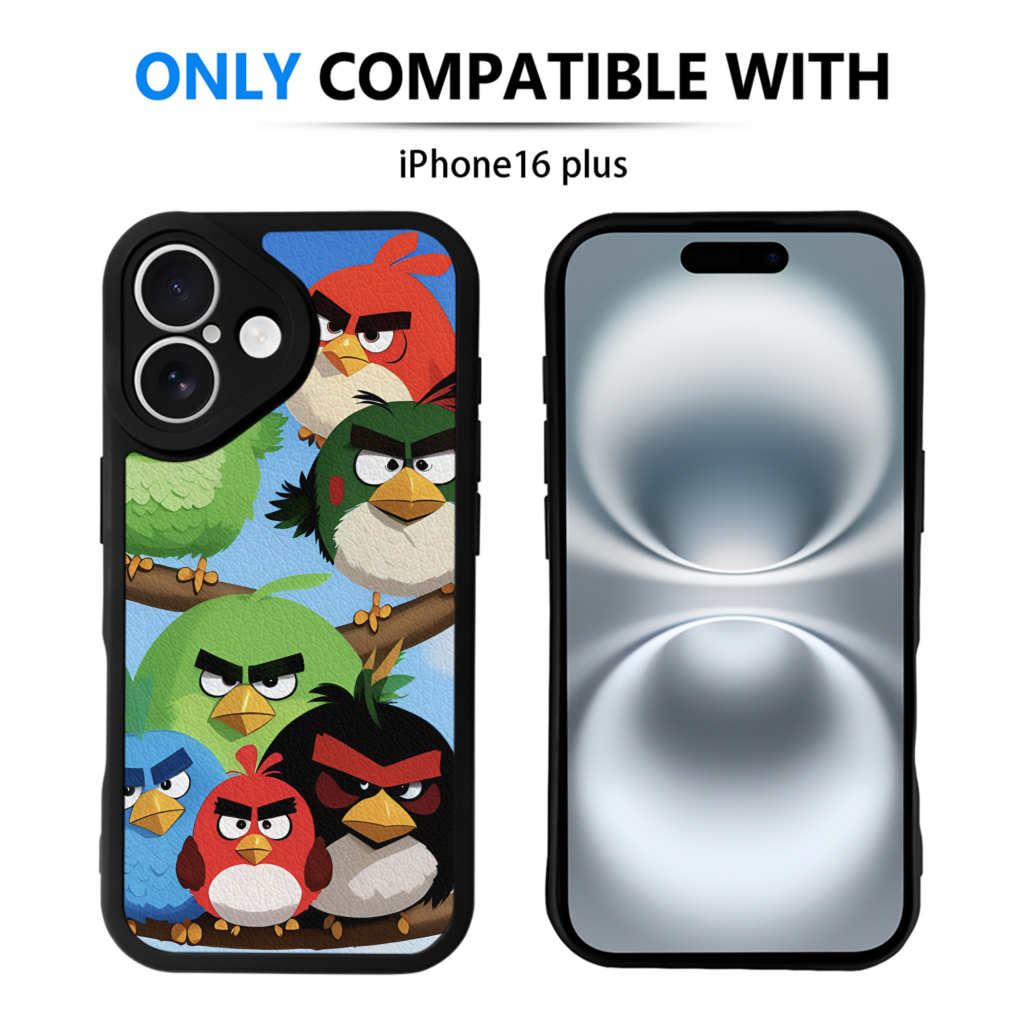 （画像用） Angry Birds アングリーバード 【iPhone 16シリーズ対応】シリコンスマホケース（レザー調） 材質：シリコン